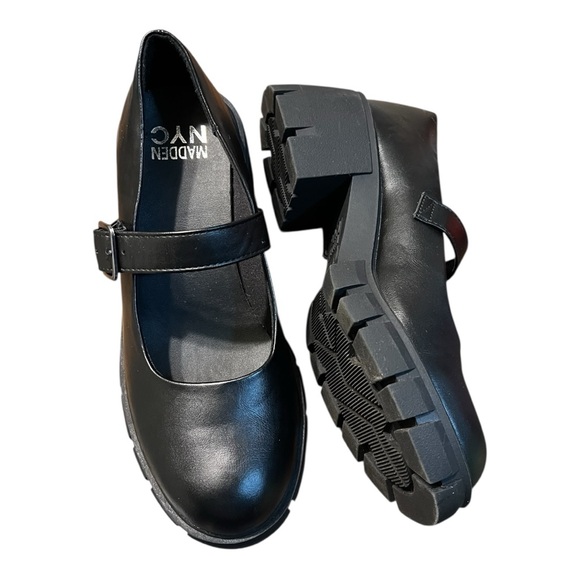 Madden NYC Black Chunky Mary Jane Shoes Size 8.5 - Picture 3 of 8